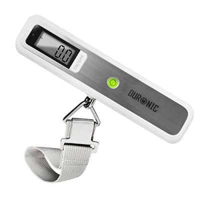 Immagine di Duronic LS1019 Bilancia digitale Pesa valigia bagaglio da viaggio fino a 50kg Cinghia e gancio resistenti Batterie incluse Compatto portatile trolley