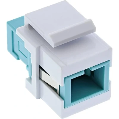 Immagine di InLine® LWL Keystone Snap in frizione, bianco, Simplex SC/SC, multimode, turchese, manicotto ceramica