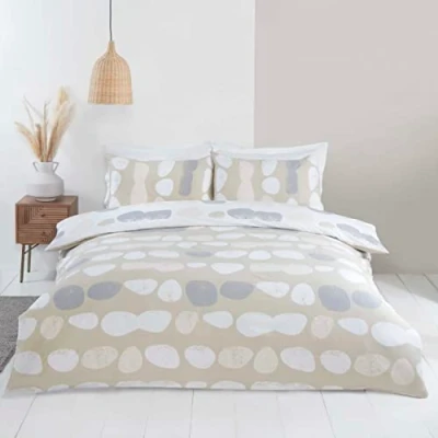 Immagine di Rapport Home Truro Set copripiumino reversibile in microfibra per letto matrimoniale, colore naturale, panna