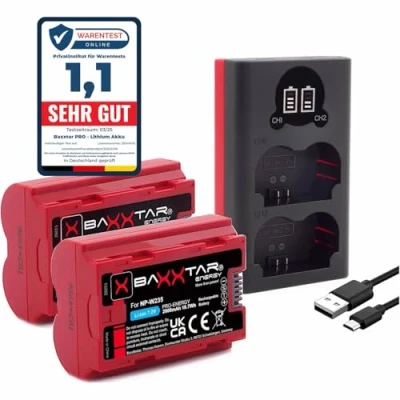 Immagine di Baxxtar NP W235 2400mAh batteria 2x con sensore NTC attivo Caricatore Mini 18882 USB Dual LCD Compatibile Fuji Fujifilm GFX50s II GFX 100S 100 X H2 H2S S20 T4 T5