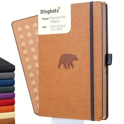 Immagine di Dingbats Taccuino Medio A Righe Con Animali Selvatici, Orso Bruno, A5 Copertina Rigida Carta Prova Di Inchiostro Color Crema Da 100 G/mq