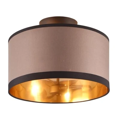 Immagine di Reality Lampada da soffitto Davos R61552041, metallo nero opaco, paralume in tessuto tortora/nero/dorato, escl. 1x E14