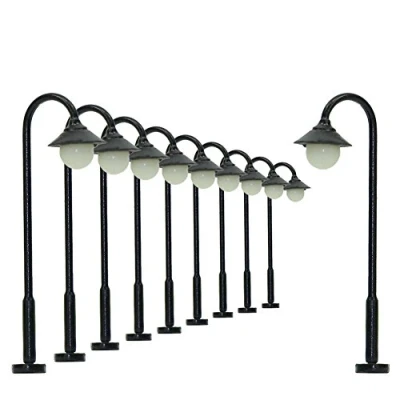 Immagine di Evemodel LYM25 10pcs Model Railway Train Lamp Post Street Lights N TT Scale LEDs NEW