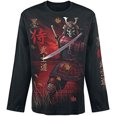 Immagine di Spiral Samurai Uomo Maglia Maniche Lunghe Nero L 100% Cotone Regular