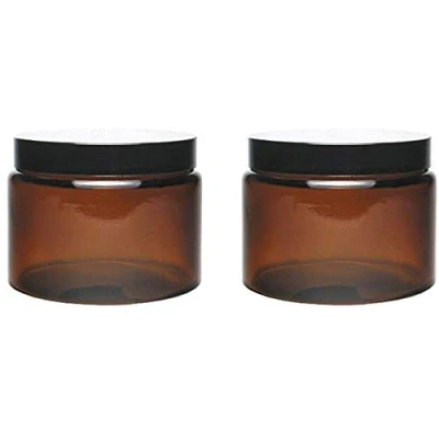 Immagine di Viva per la casa # 39533 2 Contenitori di Vetro 500 ML/Unguento Tiegel/Crema Contenitori/barattoli Bicchiere in Marrone con iscrizione tiketten, Marrone, 11 x 8.5 cm