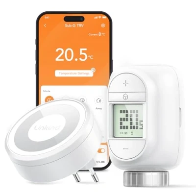 Immagine di Linkind Valvole Termostatiche Intelligente Kit,WiFi Termostato di riscaldamento con Hub, controllo remoto/vocale, compatibile Alexa/Google Assistant,M30*1,5mm