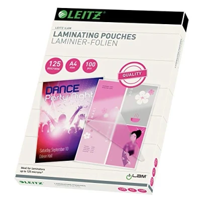 Immagine di Leitz Pellicola per plastificazione DIN A4 125 micron lucida 100 pz.