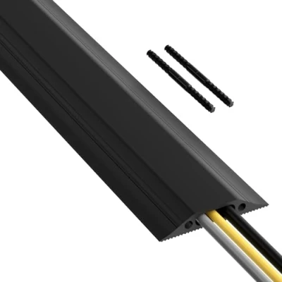 Immagine di D Line FC83B Canalina Pavimento, Canalette Elettriche, Passacavi Calpestabile, Passacavo a Pavimento Cavità per cavi = 30mm (Larghezza) x 10mm (Altezza) 1,8m Lunghezza Nero
