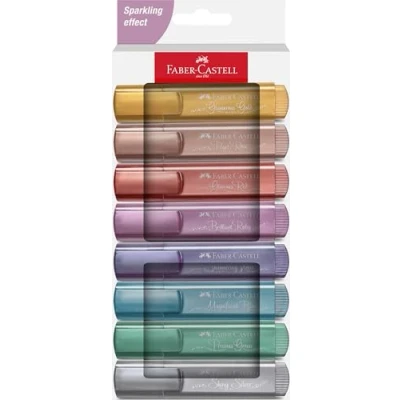 Immagine di Faber Castell 254678 Set di 8 evidenziatori, con punta a scalpello resistente, tratto 1 5 mm, ricaricabile