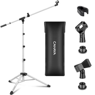 Immagine di CAHAYA Asta a Giraffa per Microfono con 2 Diversi Clip Supporto Treppiede Altezza Regolabile Concerti Videoconferenze Palchi Matrimoni Modello CY0239 1