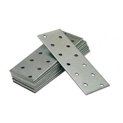 Immagine di OMIDEAS 10 x Piastra di giunzione piana (120 40 2) fissaggio, Connettore per legno, Lastrina piatta, montaggio multi foro zincata in acciaio