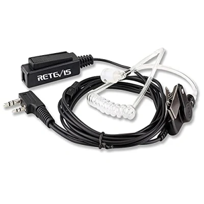 Immagine di Retevis Cuffia Walkie Talkie, Auricolare 2 Pin Compatibile RT24 RT22 RT15 RT27 RT5 RT28 Baofeng UV 5R BF 88E 888S Ricetrasmettitore Tubo Acustico Trasparente (1 Pezzo)