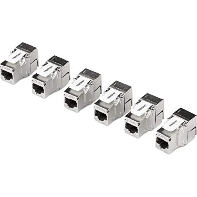 Immagine di TRENDnet Jack Keystone Cat6A schermato, confezione da 6, angolo di 180, etichettatura codificata a colori per cavi T568A e T568B, TC K06C6A