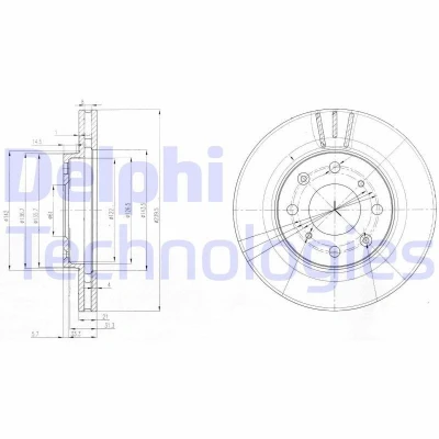 Immagine di DELPHI BG3794 Disco freno 240 21 4 ventilato Oleato non trattato senza cuscinetto ruota, anello sensore ABS HONDA: Jazz 2