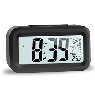 Immagine di JOPHEK Sveglia Digitale da Comodino Batteria, Intelligente con Temperatura Data Snooze, per Bambini Adulti Camera Letto Home Office, Nero