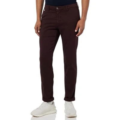 Immagine di Replay Pantaloni Chino da Uomo Benni Regular Fit Hyperflex con Elastico, Rosso (Old Wine 377), 36W / 34L