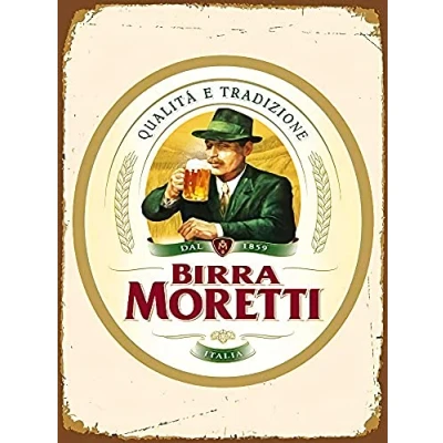 Immagine di Targa in metallo con scritta &quot;Birra Moretti&quot;, stile vintage, da parete, &quot;Café Bar Birra&quot;, dimensioni: 20 x 30 cm