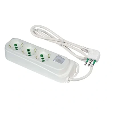Immagine di FANTON 474604 Multipresa OMEGA 3 prese bipasso/schuko 2P+T 16A ciabatta cavo 1,5 m. spina piccola 10A + interruttore automatico luminoso di sovraccarico