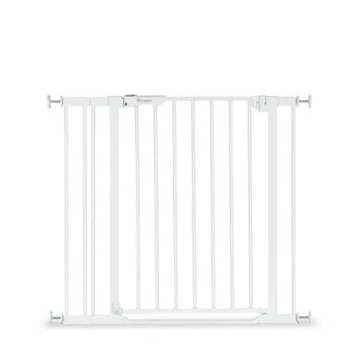 Immagine di hauck Cancelletto di Sicurezza per Bambini Clear Step 2, Incl. Estensione da 9 cm Aperture 84 89cm, Base Piatta, Senza Forare Apertura con Una Mano Metallo, Bianco