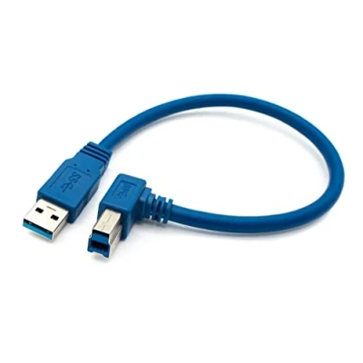 Immagine di SYSTEM S Cavo USB 3.0 da 30 cm tipo B maschio A maschio, angolare, colore: Blu