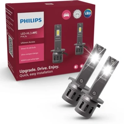 Immagine di Philips Ultinon Access LED lampadina fari auto (H1), ultra compact direct fit, +80%, 6.000K, set di 2