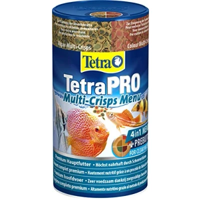 Immagine di Tetra PRO Multi Crisps Menu Mangime Completo di Alta qualità con Valori Nutrizionali Elevati, i 4 Crisp Diversi Offrono Una Dieta Varia 250 ml