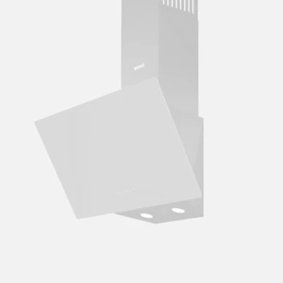 Immagine di Wiggo Cappa aspirante 60 cm Design in vero vetro senza testa, aria di scarico, 300 m3/h, touch screen LED, 3 velocità, con filtro antigrasso e 2 filtri a carbone, frontale (bianco 1