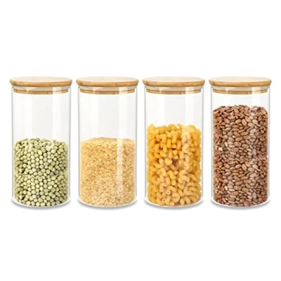 Immagine di Schramm® 4 pezzi set di barattoli con coperchio bambù in 5 misure diverse Barattolo stoccaggio ermetico stoccaggio, Dimensione:1400 ml