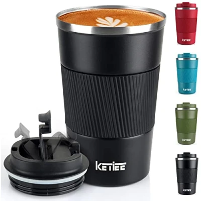 Immagine di KETIEE Tazza Termica Caffe 380ml Termos Caffè da Viaggio per Senza BPA, Isolata Riutilizzabile, Thermoas Coffee Mug to Go in Acciaio Inossidabile