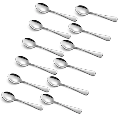 Immagine di Q&amp;A cucchiaini da caffè espresso, in acciaio inox, 10,7 cm, con posate luminose, tè, Demitasse (confezione 12)