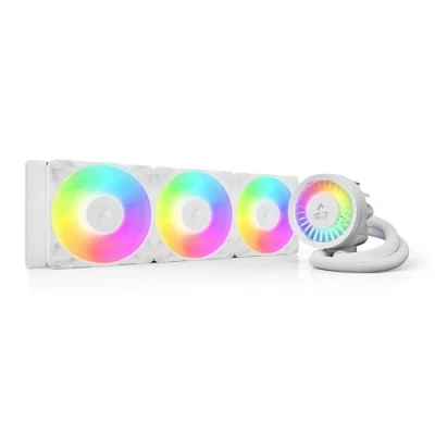 Immagine di ARCTIC Liquid Freezer III Pro 360 a RGB (white) Dissipatore AIO CPU, 3 x 120 mm Raffreddamento Liquido, Radiatore 38 mm, Pompa PWM, Ventola VRM, AMD AM5/AM4, Intel LGA1851/1700 Telaio di Contatto