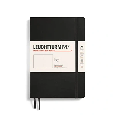 Immagine di LEUCHTTURM1917 318651 Taccuini Medium (A5), Copertina morbida, 123 pagine numerate, Nero, Bianco