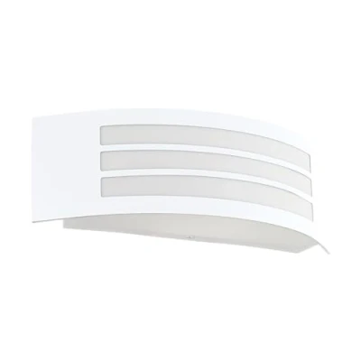 Immagine di Eglo Leiros Lampada da parete per esterni, design rettangolare, in metallo, colore bianco, attacco E27, IP44