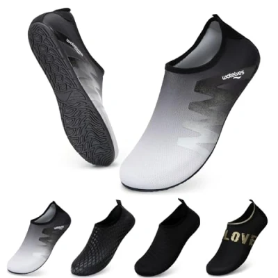 Immagine di WateLves Scarpe da Scoglio Scarpette Donna Uomo Asciugatura Rapida Super Leggere Antiscivolo per Spiaggia e Snorkeling Unisex Grau Schwarz 40/41