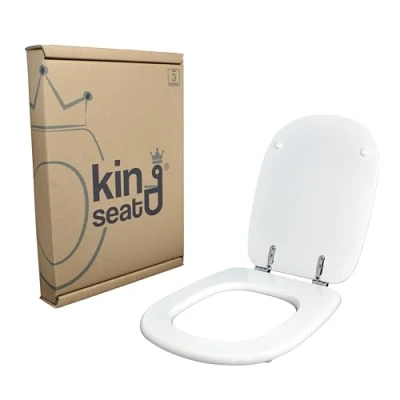Immagine di Copriwater in MDF, serie Tesi della Ideal Standard, Bianco con cerniere ottone cromato.