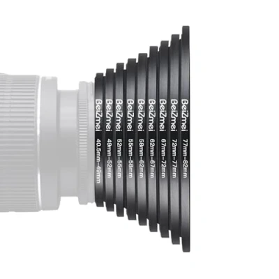 Immagine di Set 9 Anelli Adattatori Step up Realizzati in Anodizzato Alluminio (di metallo),Include:40.5 49mm,49 52mm,52 55mm,55 58mm,58 62mm,62 67mm,67 72mm,72 77mm,77 82mm(Camera Filter Ring)