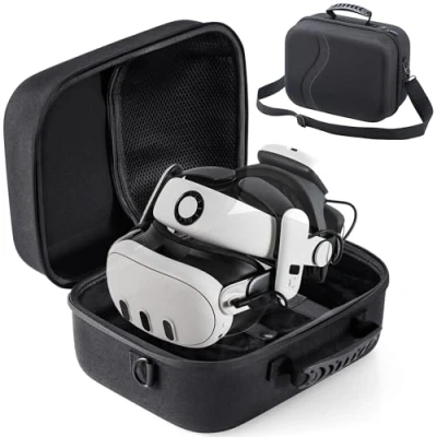 Immagine di Grande custodia da trasporto per Meta Quest 3, viaggio rigida aggiornata compatibile con Kiwi Design/BOBOVR S3 Pro Battery Head Strap e altri accessori Elite Headstrap,