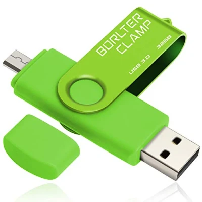 Immagine di BORLTER CLAMP 32GB Chiavetta USB 3.0, 2 in 1 Pen Drive (Micro e 3.0) OTG Memoria Flash, Flash Girevole per Android Smartphone/Tablet/Computer (Verde)