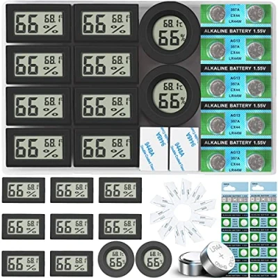 Immagine di Vaikby Termometro Igrometro Digitale per Interni Monitoraggio Accurato di Temperatura e Umidità con Design Affidabile Ideale Casa, Ufficio, Serra, Garage Asilo Nido (Confezione da 10)