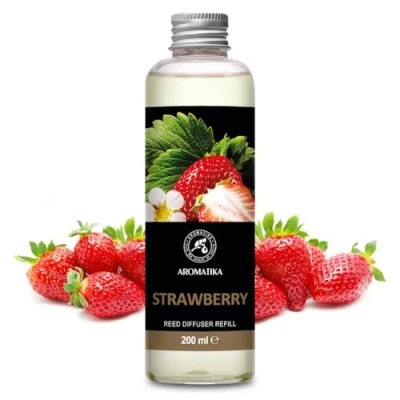 Immagine di Ricarica Diffusore per Ambiente Fragola 200ml Fragranza la Casa Naturale Intensa e Duratura Deodorante Ambienti Aromaterapia Reed Diffuser Refill Strawberry