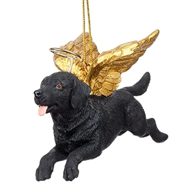 Immagine di Design Toscano Alberi di Natale Ornamenti Onore Il Cane Black Labrador Retriever per Le Vacanze Angelo del
