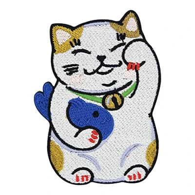 Immagine di Finally Home Kawaii Toppa termoadesiva con pesce nelle zampe, per gatti, gatti cinesi, toppe