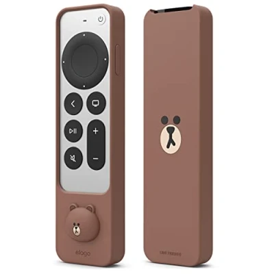 Immagine di elago LINE Friends Custodia Sottile Compatibile con Telecomando Apple TV 4K Siri 3a Generazione(2022) e 2a Generazione(2021),Sottile&amp; Leggero,Silicone Antigraffio,Assorbimento Urti,Accesso Completo
