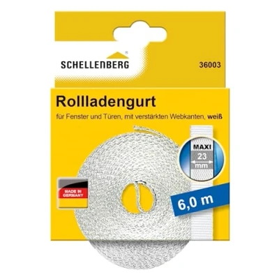 Immagine di Schellenberg 36003 Cinghia per tapparelle Maxi 23 mm, 6 m, bianco