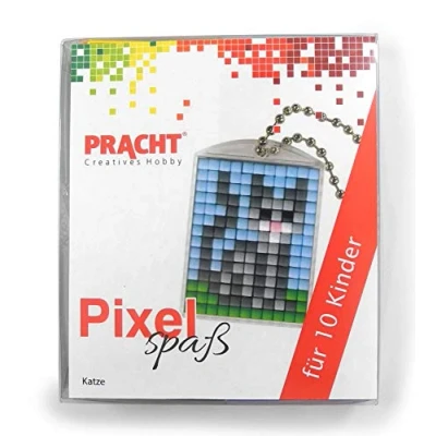 Immagine di Pixel P90058 08501 Divertente set di artigianato per bambini con 10 medaglioni da pixelare, semplice sistema a innesto senza stirare e incollare, asilo, scuola, compleanno tempo libero