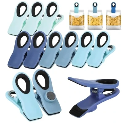 Immagine di COM FOUR® 12x clip di chiusura per sacchetti chiudere e mantenere freschi in plastica con piccolo magnete (12 pezzi 4 colori)