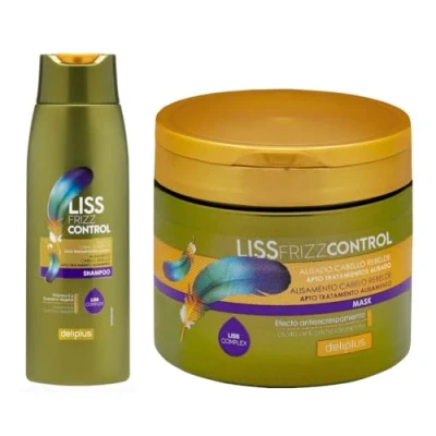 Immagine di Confezione 2 Shampoo 400 ml. + Maschera da Liss Frizz Control. Capelli Ribelle con Vitamina e Cheratina. Deliplus