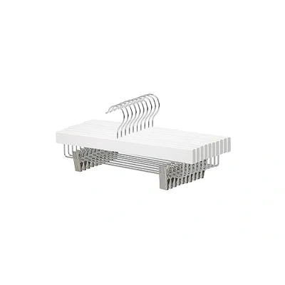 Immagine di Amazon Basics, Appendiabiti in legno con clip, bianco, confezione da 10