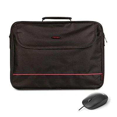 Immagine di MONRAY BUREAU Kit Valigetta Fino a 16&quot; + Mouse Ottico 1000 dpi Via Cavo e Connessione USB, Nero