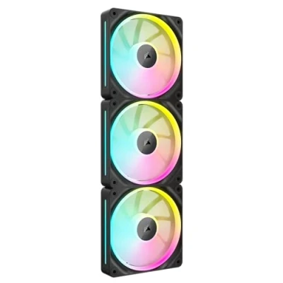 Immagine di CORSAIR iCUE LINK LX120 RGB 120 mm PWM Ventole Confezione Tripla Doppio Anello Luminoso Include System Hub Tecnologia AirGuide Nero